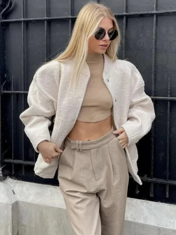 Oversized Wool Bomber Jacket | Luxe & Cozy | Vibrant Color Options