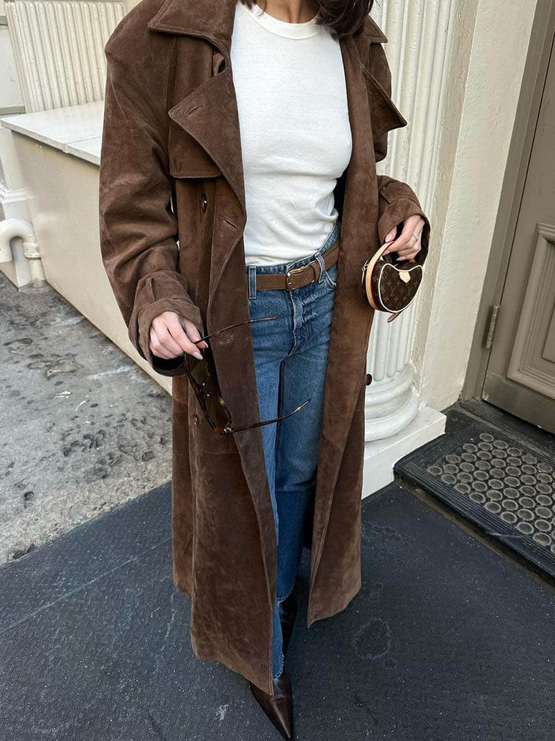 Faux Suede Trench Coat | Vintage Vibes | Luxe & Layered