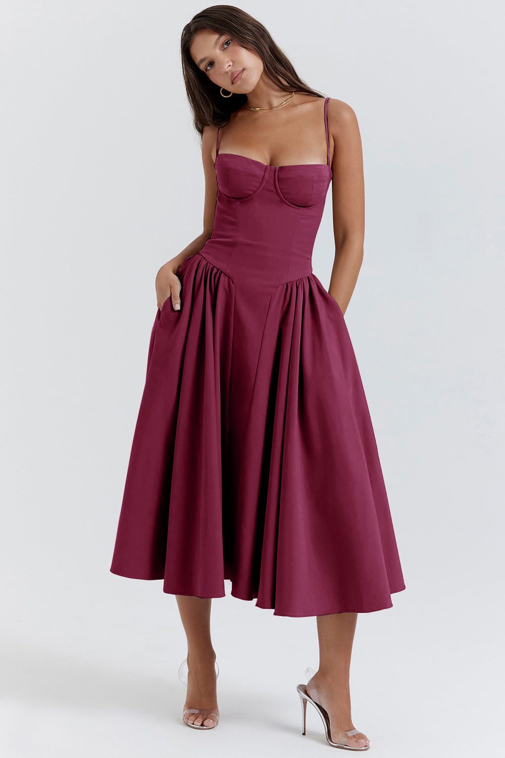 Strapless Midi Dress | Elegant | A-Line Silhouette