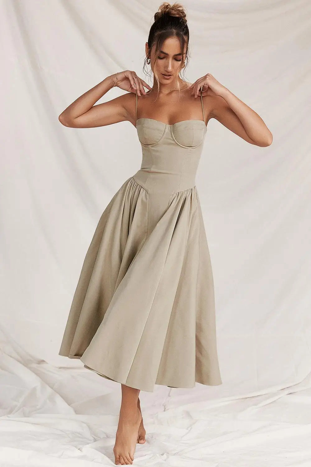 Strapless Midi Dress | Elegant | A-Line Silhouette