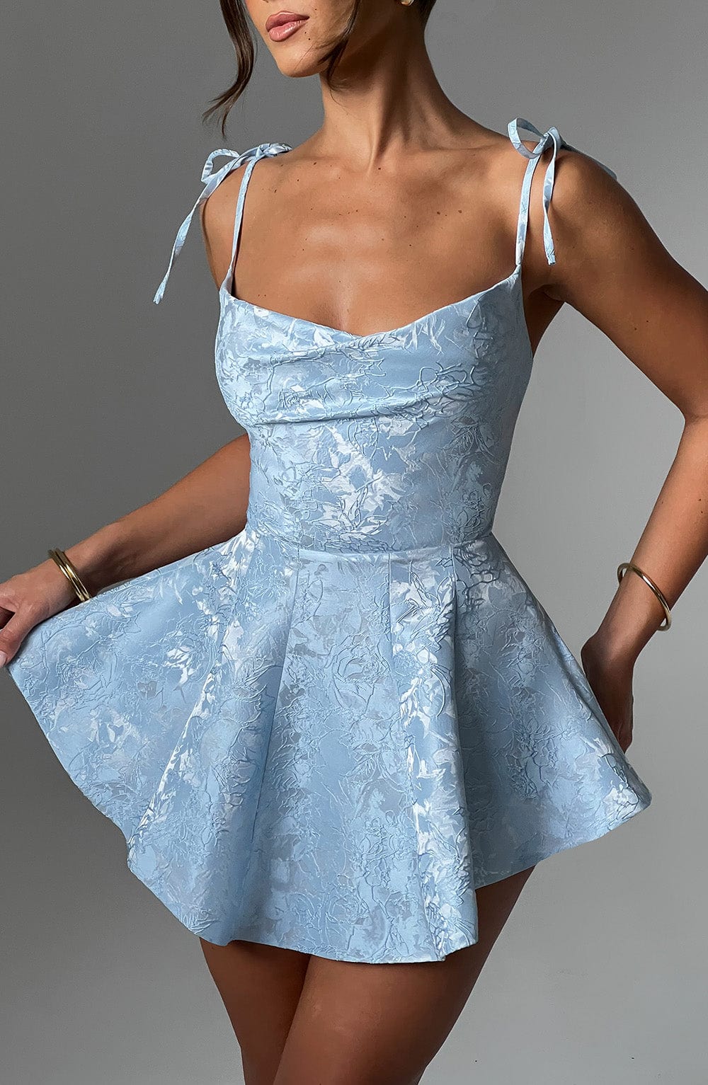 Satin Mini Dress | Tie-Strap & Flared Skirt | Elegant & Playful