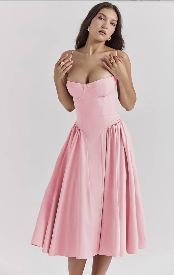 Strapless Midi Dress | Elegant | A-Line Silhouette