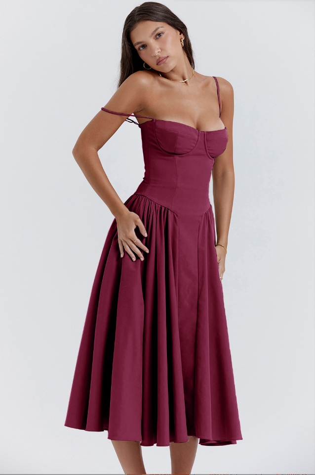 Strapless Midi Dress | Elegant | A-Line Silhouette