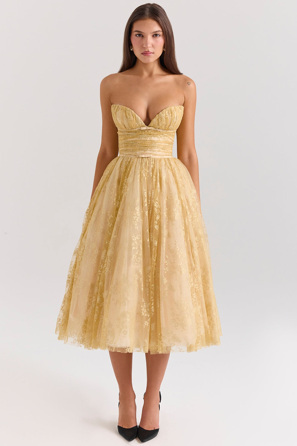 Strapless Tulle Midi Dress | Elegant & Vintage-Inspired | Timeless Glamour