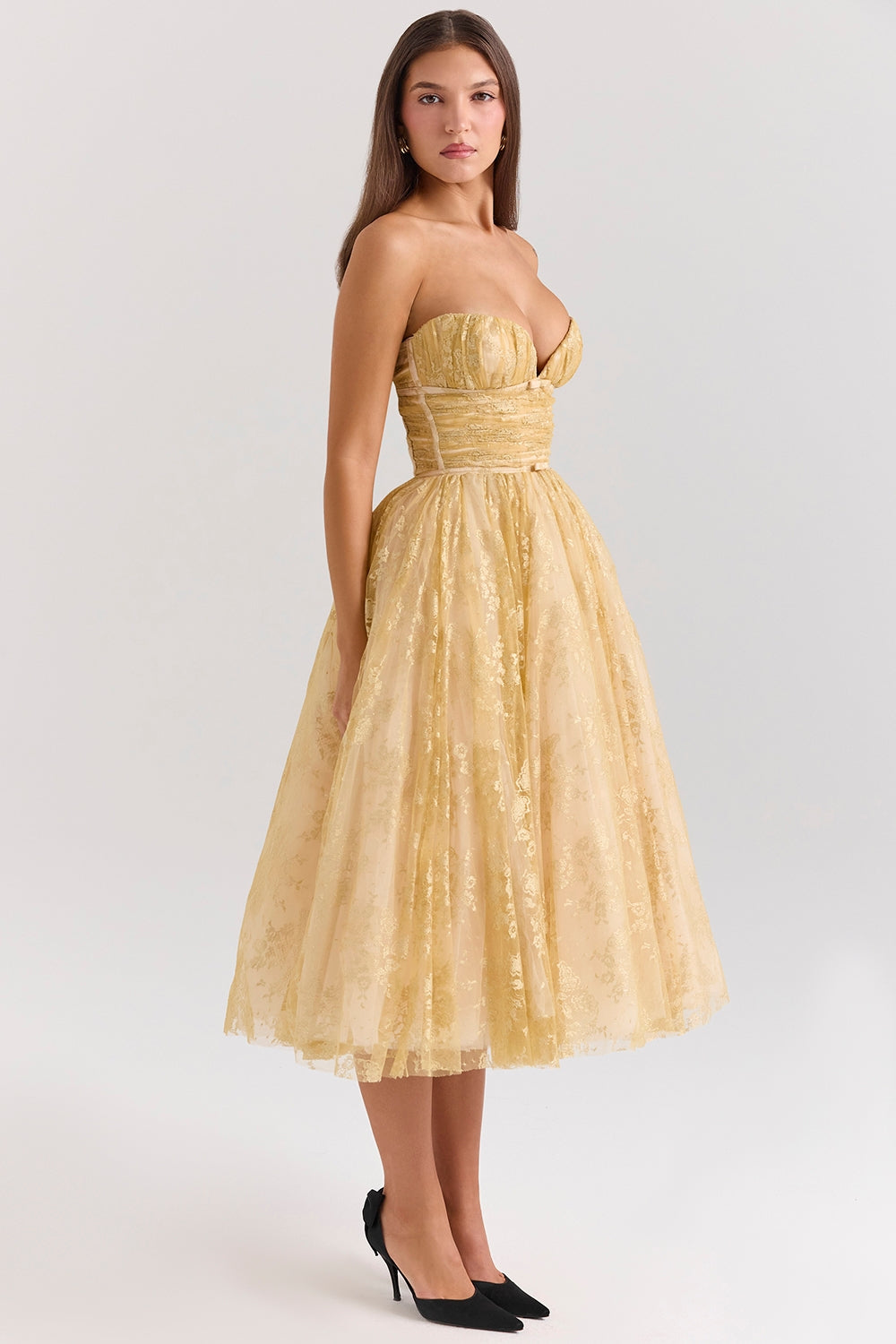 Strapless Tulle Midi Dress | Elegant & Vintage-Inspired | Timeless Glamour