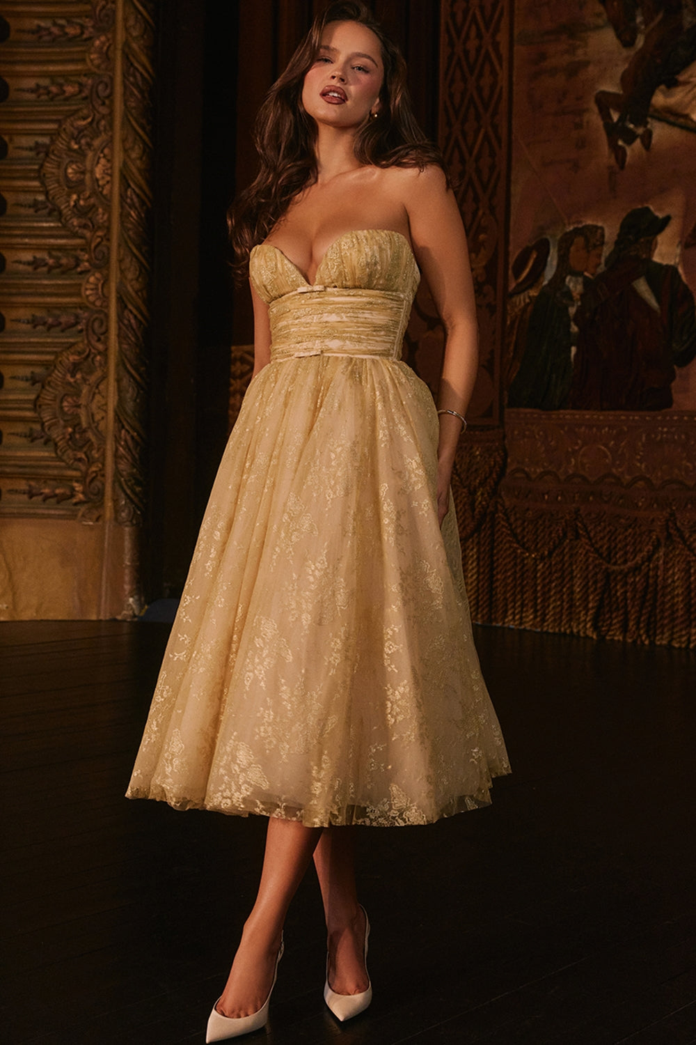 Strapless Tulle Midi Dress | Elegant & Vintage-Inspired | Timeless Glamour