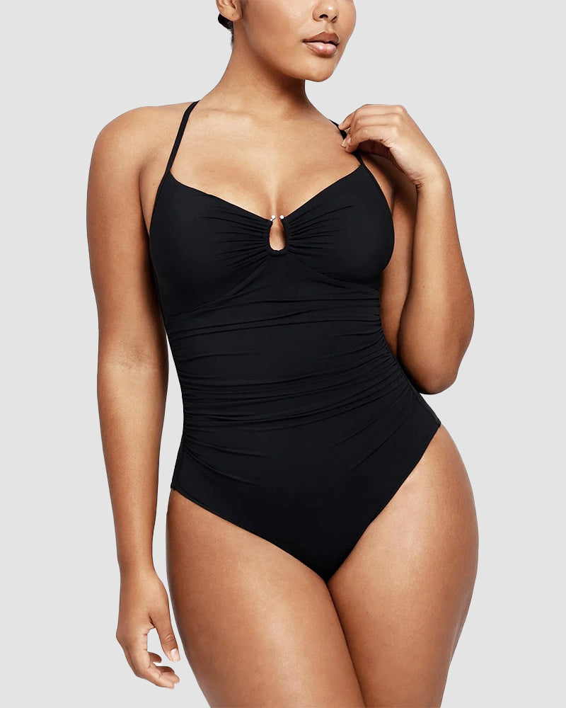 Keyhole Ruched One-Piece Swimsuit | Sculpting Fit | Subtle Luxe Detail