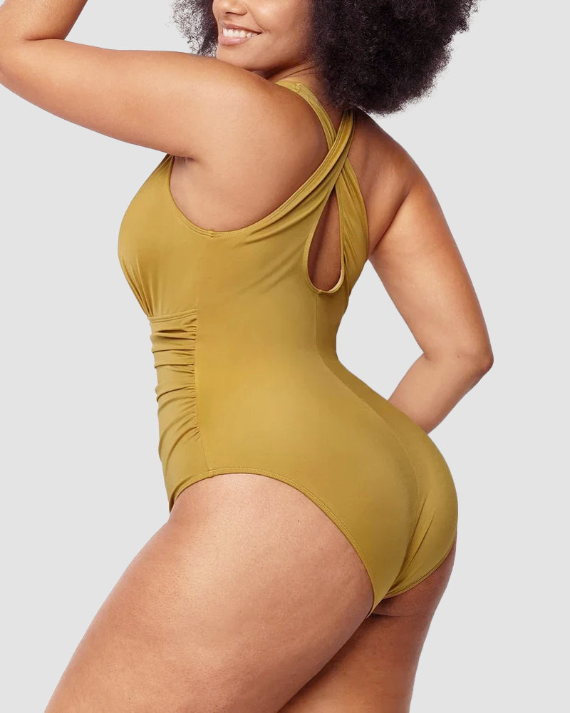 Luxe Plunge Swimsuit | Ruched One-Piece | Curve-Flattering Fit