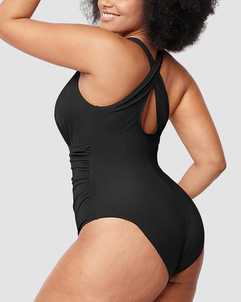 Luxe Plunge Swimsuit | Ruched One-Piece | Curve-Flattering Fit