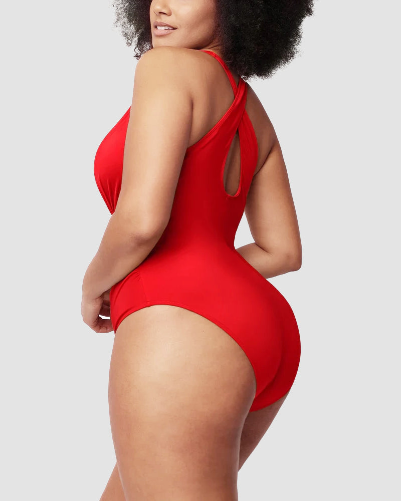 Luxe Plunge Swimsuit | Ruched One-Piece | Curve-Flattering Fit
