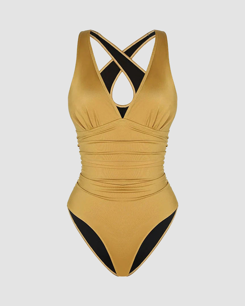 Luxe Plunge Swimsuit | Ruched One-Piece | Curve-Flattering Fit