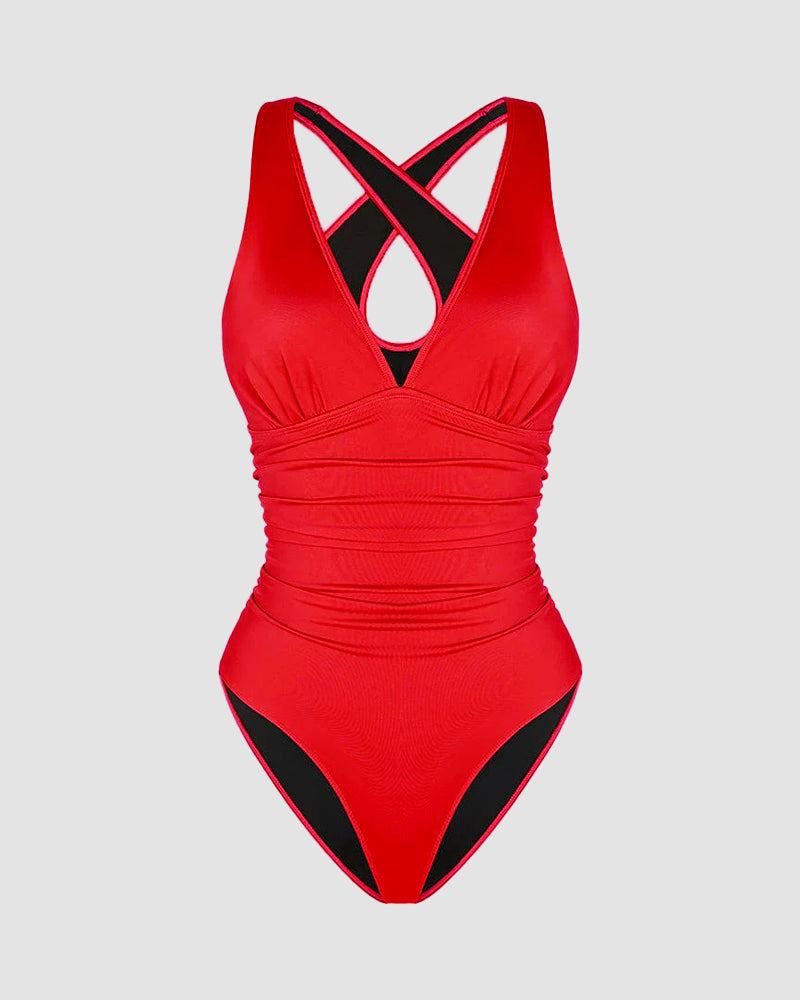 Luxe Plunge Swimsuit | Ruched One-Piece | Curve-Flattering Fit