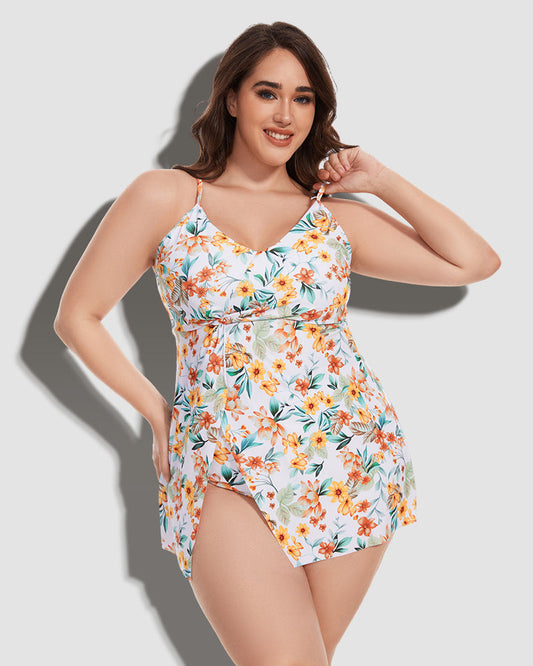 Isla Swim Dress | Flowy One-Piece | Tropical Elegance & Curve Confidence
