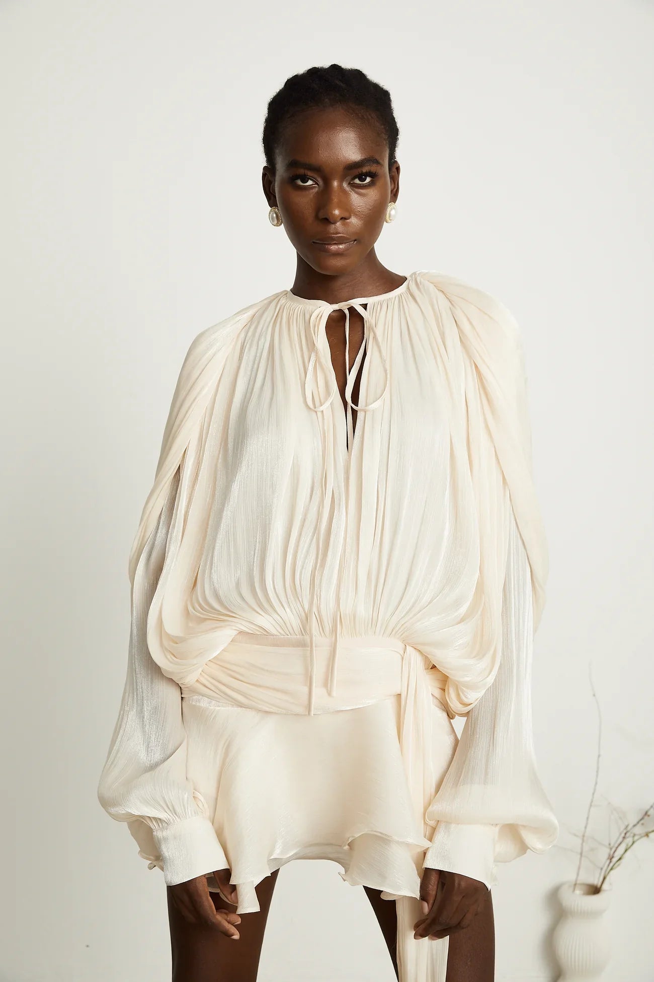 Satin Mini Dress | Elegant | Voluminous Sleeves