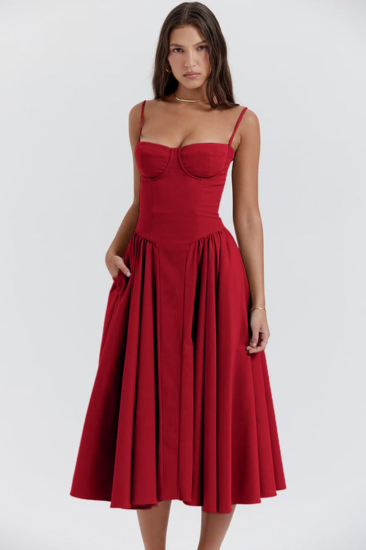 Strapless Midi Dress | Elegant | A-Line Silhouette
