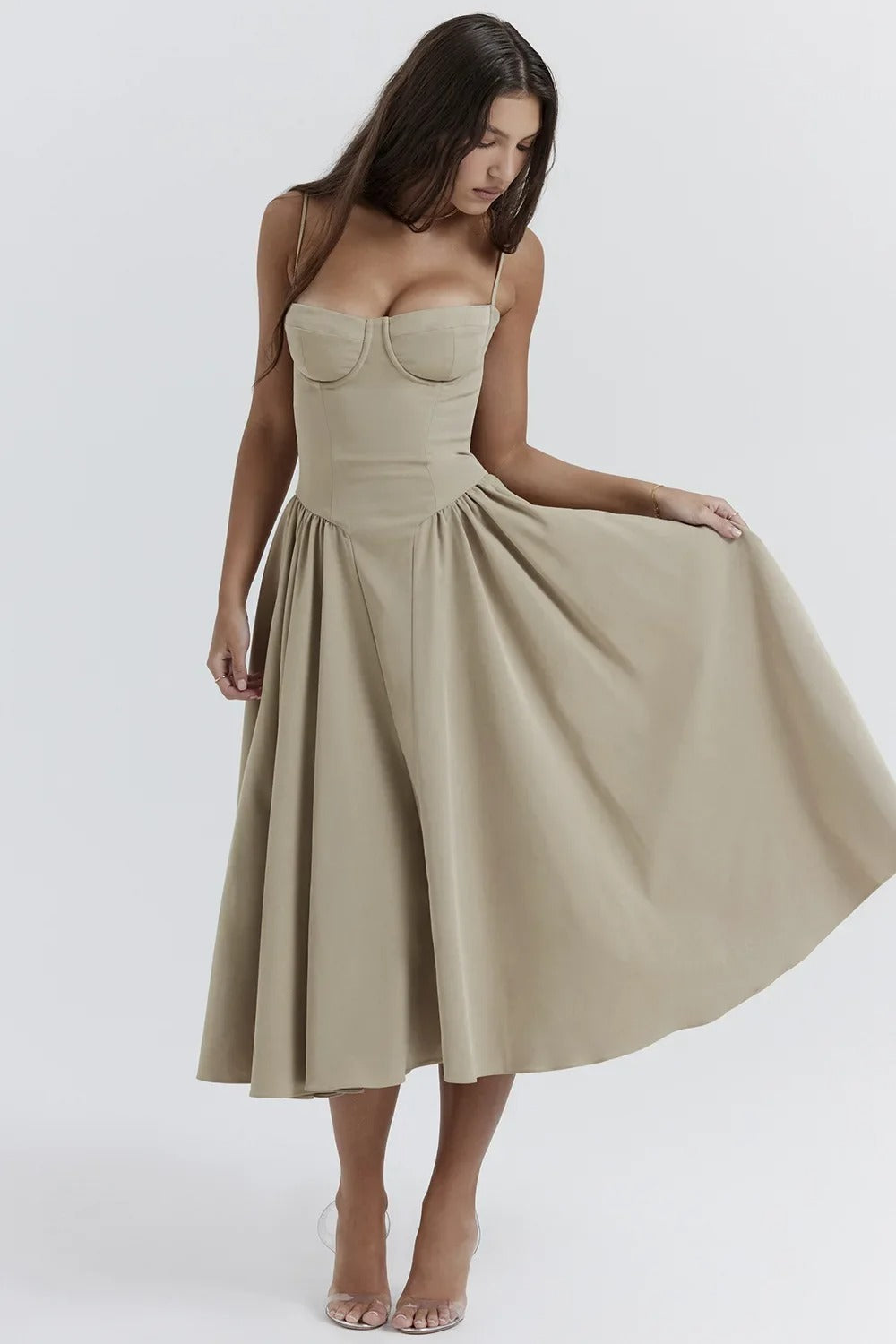 Strapless Midi Dress | Elegant | A-Line Silhouette