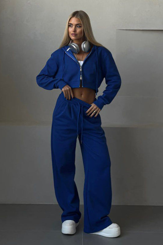 Cropped Hoodie & Wide-Leg Sweatpants Set | Casual & Trendy | Ultimate Comfort