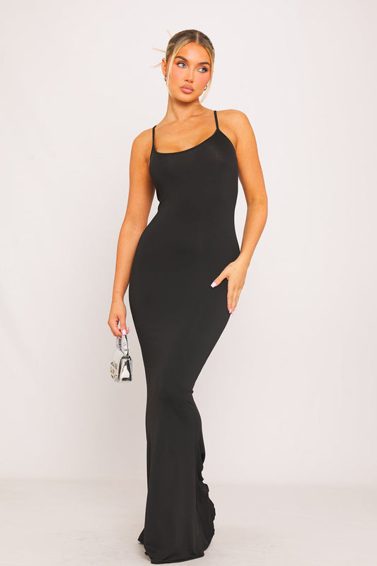 Black Strappy Bodycon Maxi Dress | Sleek & Timeless | Effortless Elegance