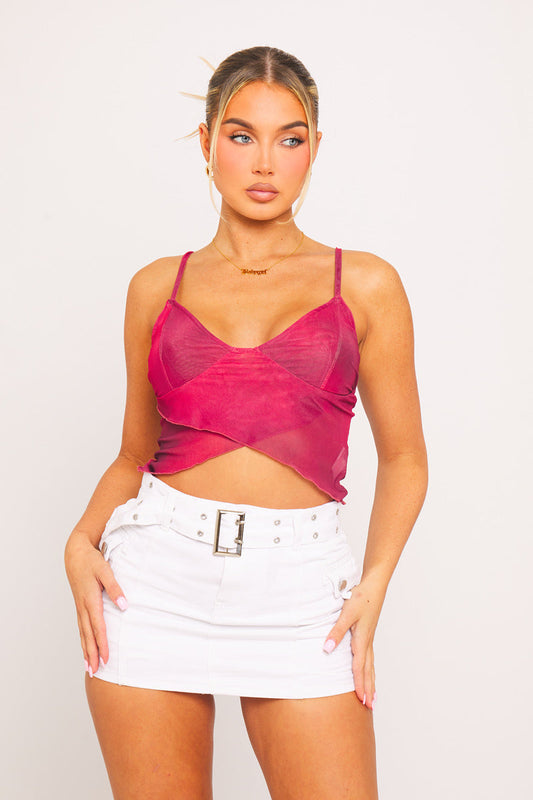 Viva Co-ord Set | Lace Wrap Top & Belted Mini Skirt | Flirty Contrast