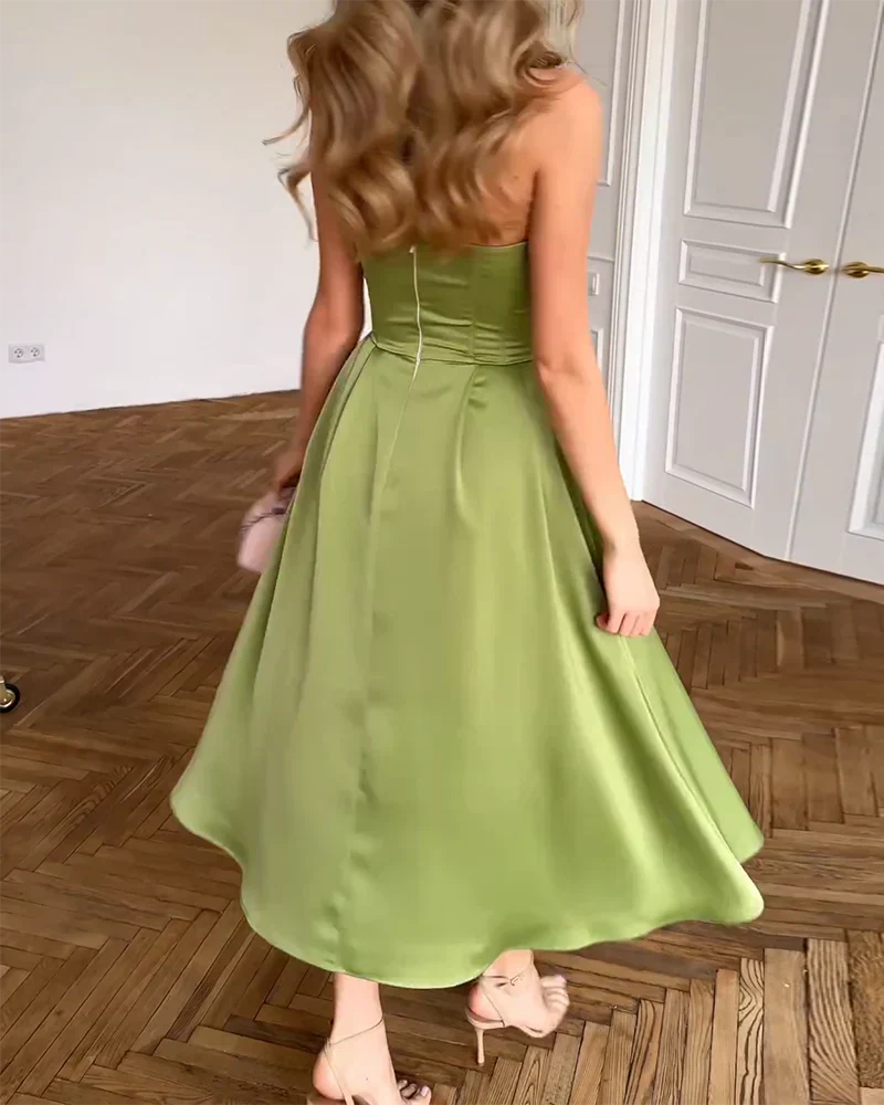 Satin Midi Dress | Elegant | Sweetheart Neckline