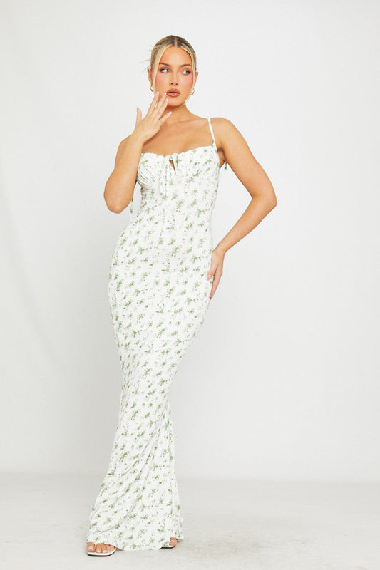 White Floral Print Maxi Dress | Romantic & Elegant | Effortless Grace