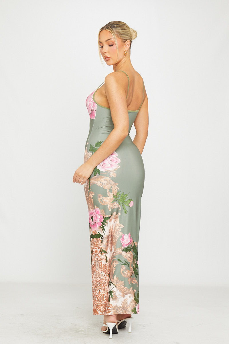 Floral Satin Maxi Dress | Romantic & Sophisticated | Sultry Elegance