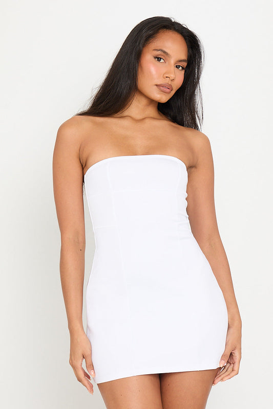 White Strapless Bodycon Mini Dress | Sleek & Chic | Effortless Glam