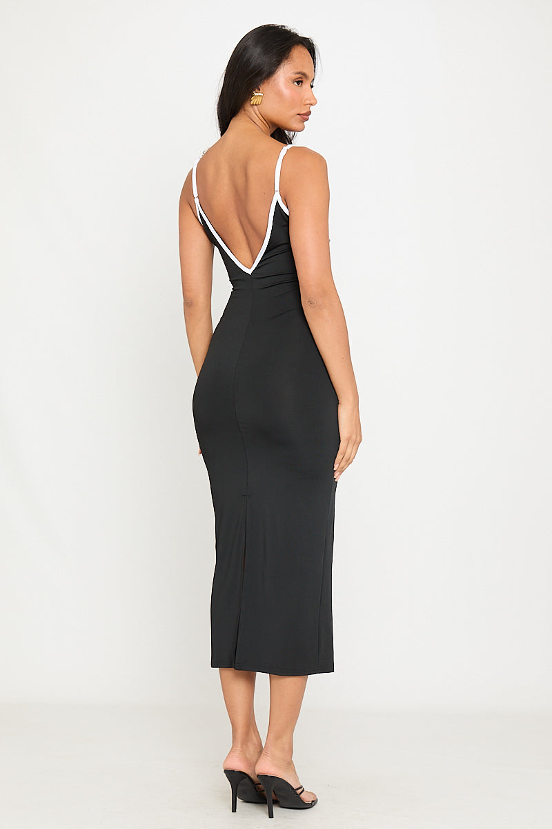 Black Midi Dress with Bow Detail | Chic & Feminine | Effortless Sophistication