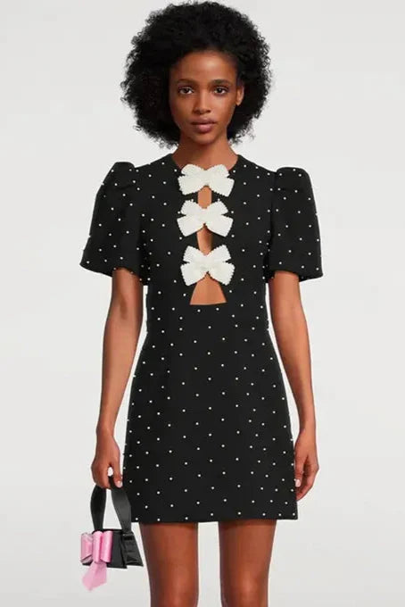 Polka Dot Mini Dress | Playful & Chic | Statement Bow Detail