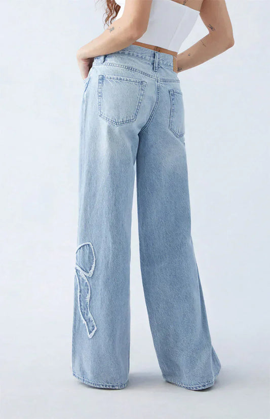 Wide-Leg Embroidered Jeans | High-Waisted & Relaxed | Trendy & Comfortable
