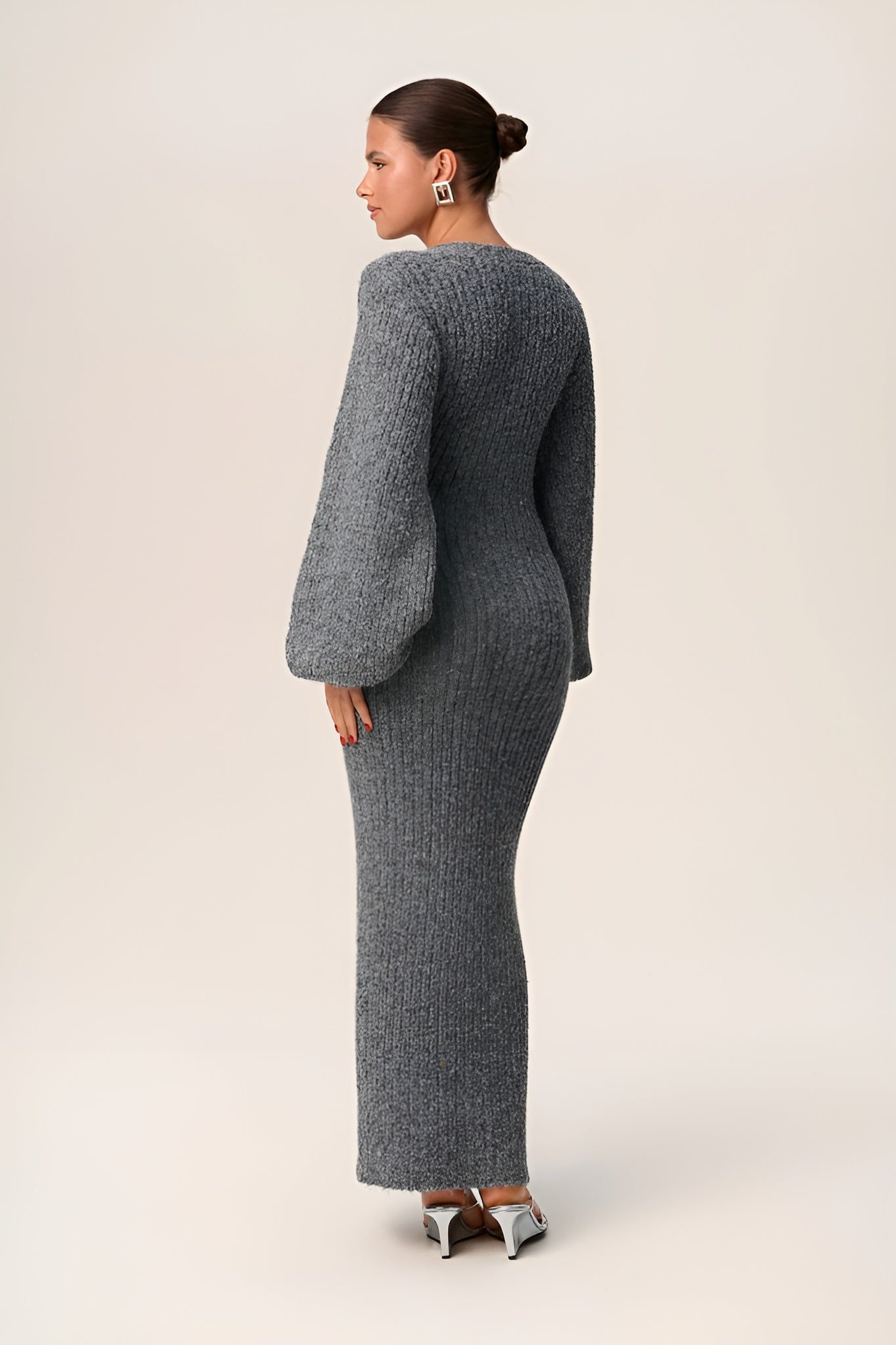 Button-Down Knit Maxi Dress | Elegant & Cozy | Chic Balloon Sleeves