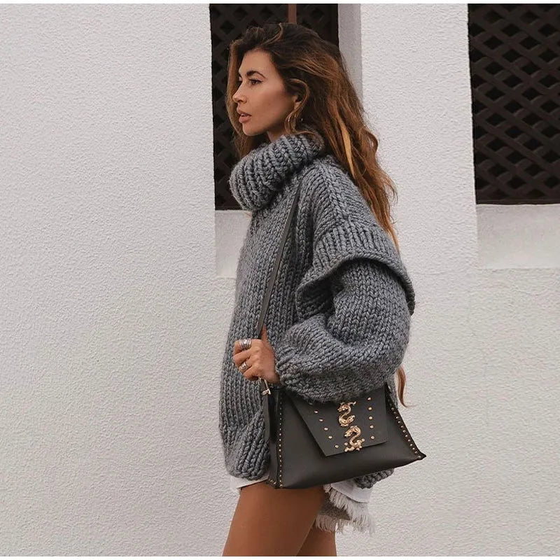 Oversized Teddy Sweater | Fleece Knit | Funnel Neck
