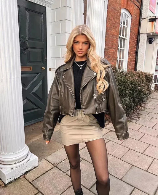 Cropped Leather Biker Jacket | Edgy & Timeless | Modern Rebel