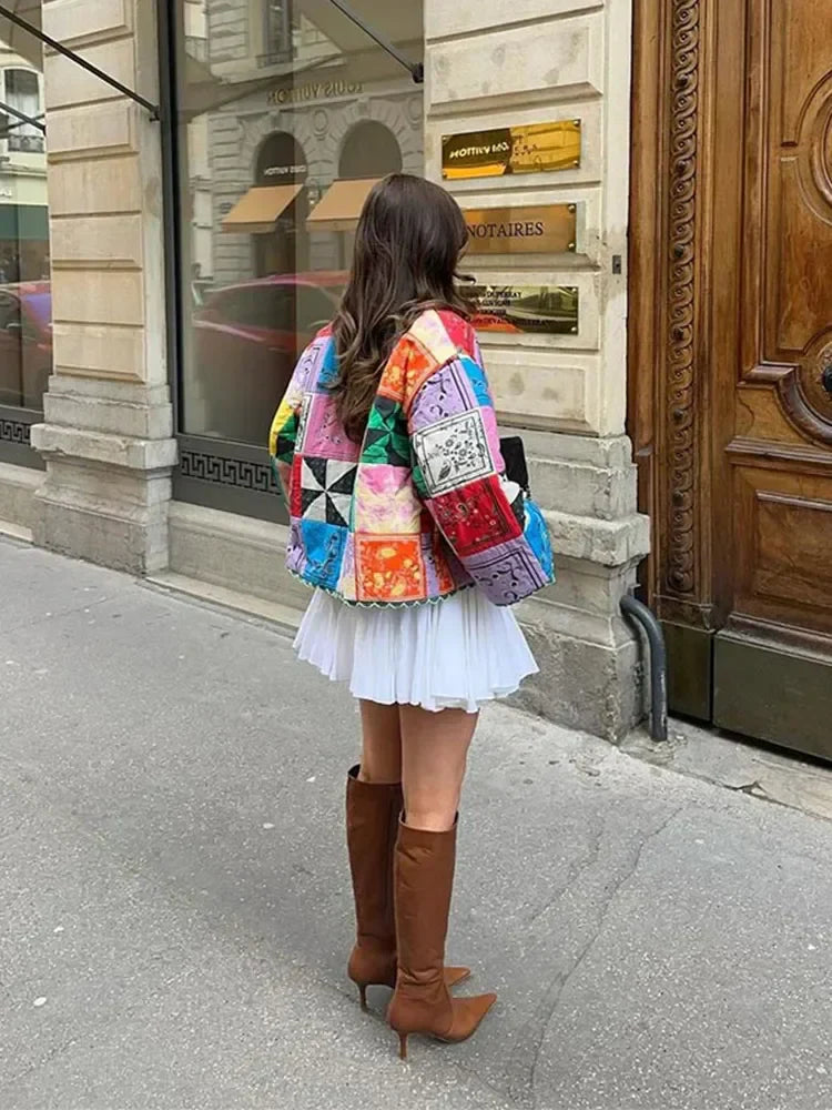 Patchwork Quilted Jacket | Boho-Chic | Colorful Statement Layer