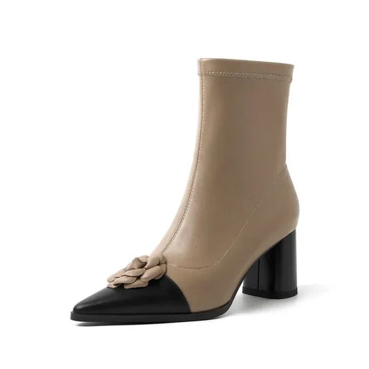 Two-Tone Ankle Boots | Chic & Sophisticated | Block Heel Comfort