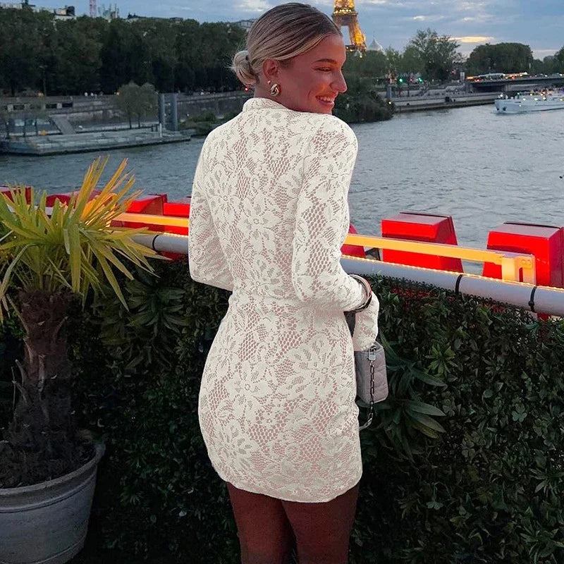 Lace Keyhole Mini Dress | Sheer Elegance | Romantic & Chic