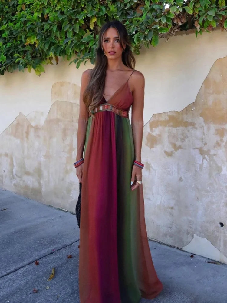 Flowy Multi-Tone Maxi Dress | Elegant & Lightweight | Perfect for Summer