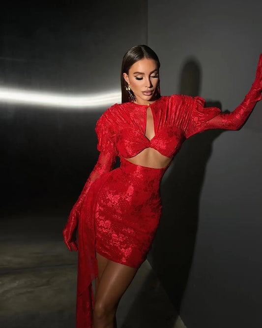 Cutout Mini Dress | Lace Detailing | Bold & Glamorous