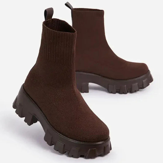 Chunky Sock Boots | Stretch-Knit & Bold Sole | Trendy & Comfortable