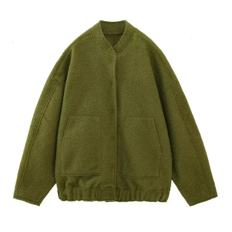 Oversized Wool Bomber Jacket | Luxe & Cozy | Vibrant Color Options