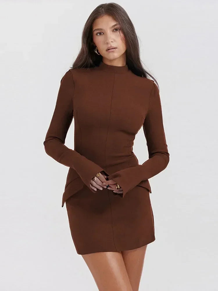 High-Neck Bodycon Mini Dress | Sleek & Elegant | Structured Fit
