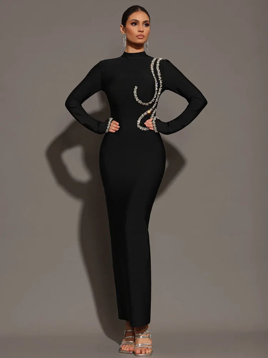 Embellished Bodycon Maxi Dress | Elegant & Glamorous | Perfect for Formal Events