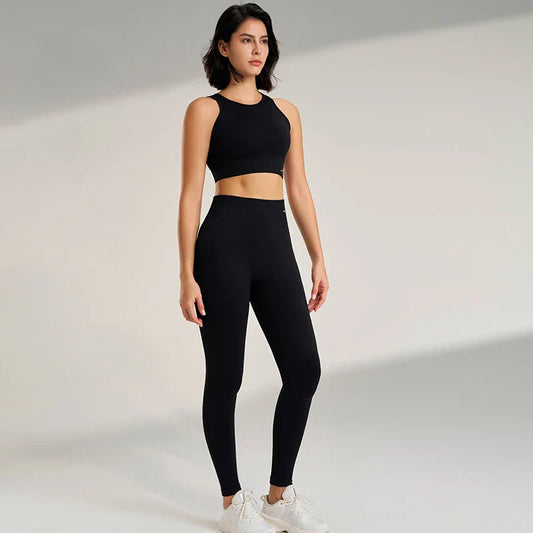 Seamless Crop Top & High-Waisted Leggings Set | Sculpting & Supportive | Perfect for Activewear