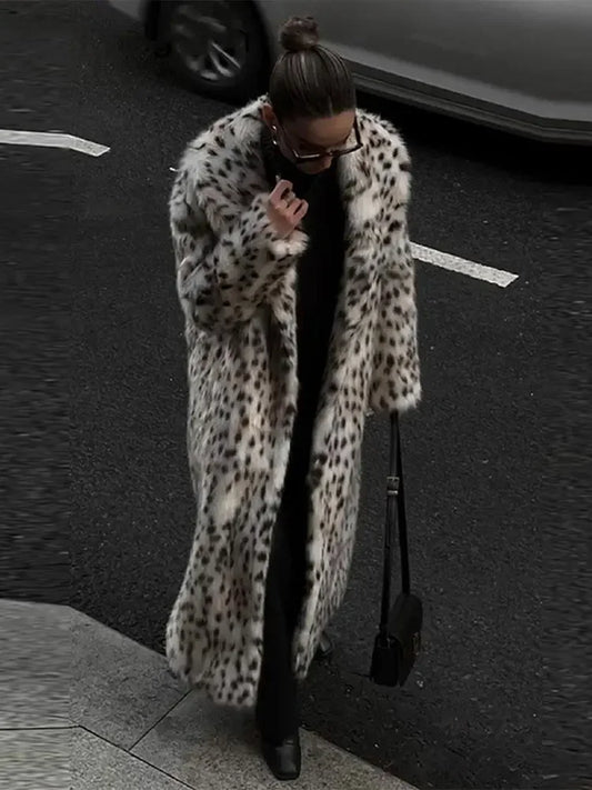 Women's Long Faux Fur Coat | Leopard Print | Bold & Glamorous