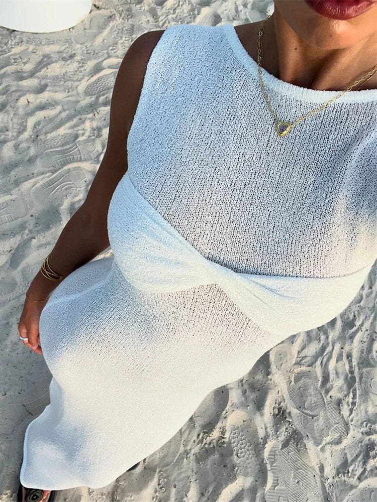 Mesh Maxi Dress | Polyester-Spandex | Cowl Neck & Sheer Overlay