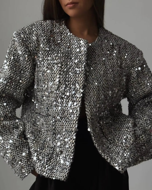 Sequin Statement Jacket | Silver Glam | Shine On & Stand Out