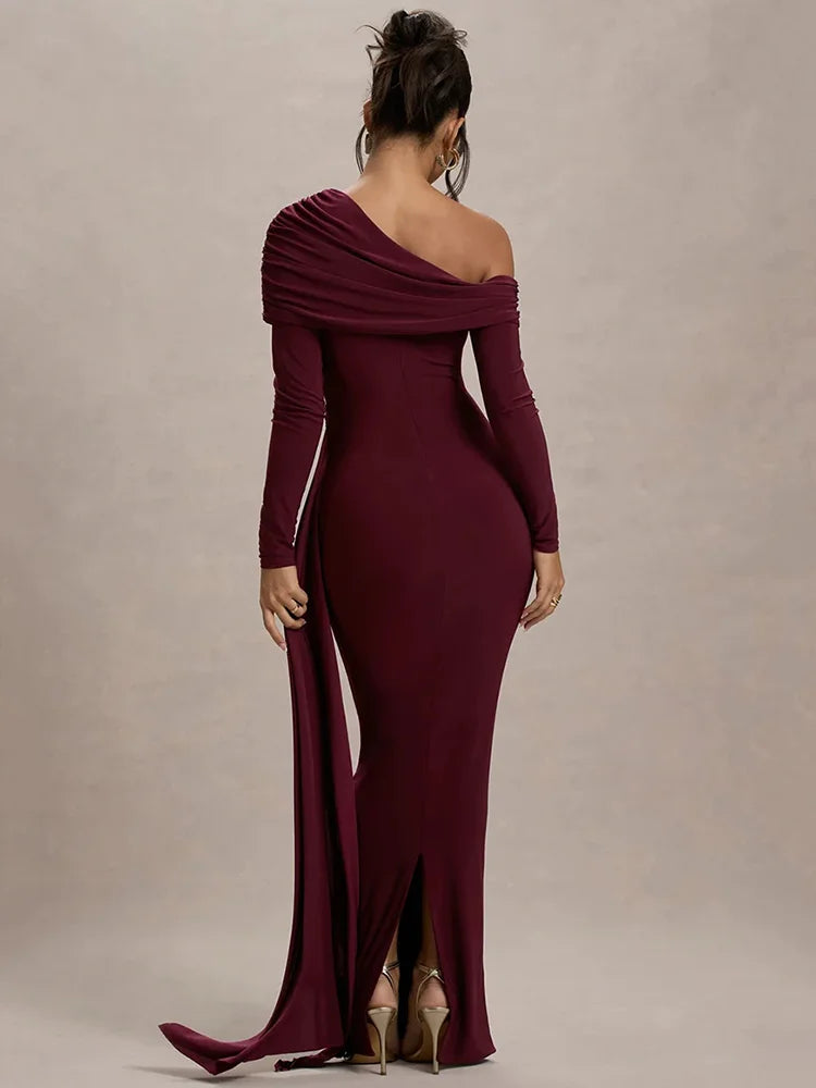 One-Shoulder Evening Gown | Elegant & Chic | High-Slit Formal Dress