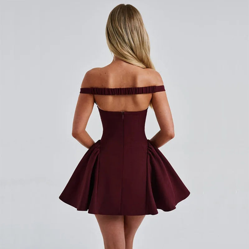 Off-Shoulder Mini Dress | Fit & Flare | Romantic Elegance