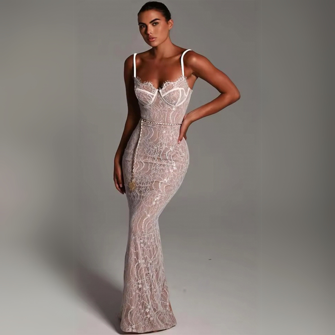 Lace Corset Evening Gown | Mermaid Silhouette | Elegant & Sultry