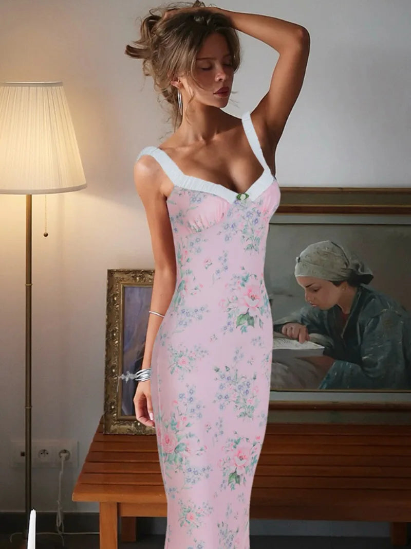 Floral Slip Maxi Dress | Satin | Romantic & Elegant